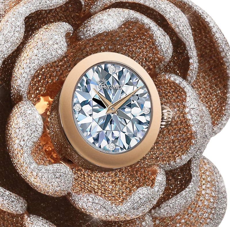 The Mudan watch by Coronet is covered in a staggering 15,858 diamonds. Photo: Supplied