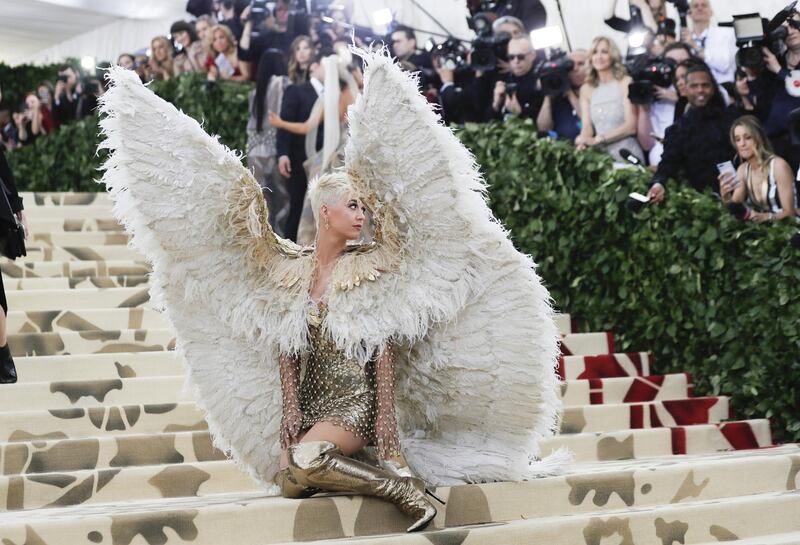 Katy Perry wore actual wings - with her look designed by Versace. Reuters