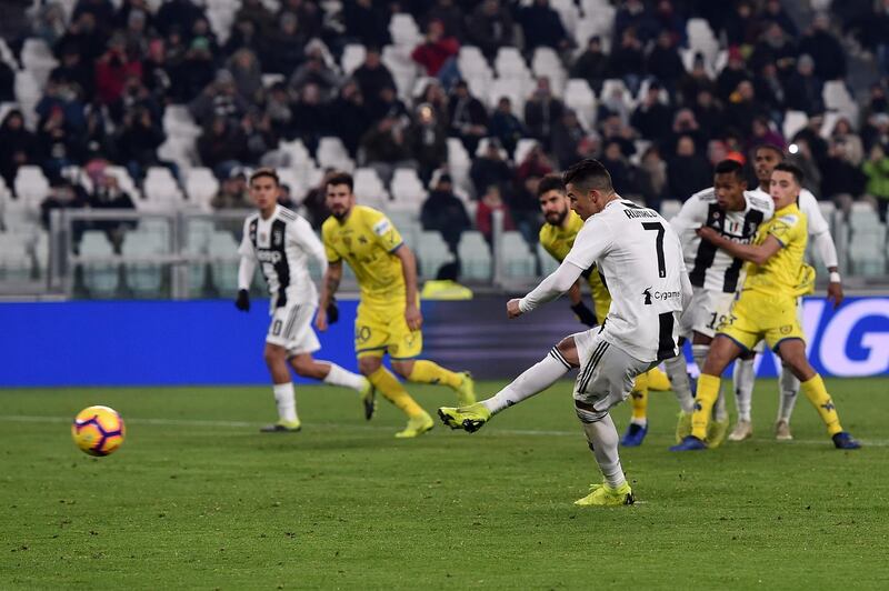 Ronaldo failed to convert his penalty against Chievo. Getty