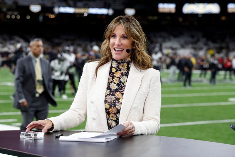 ESPN commentator Suzy Kolber prepares for an NFL American football game in November last year. AP