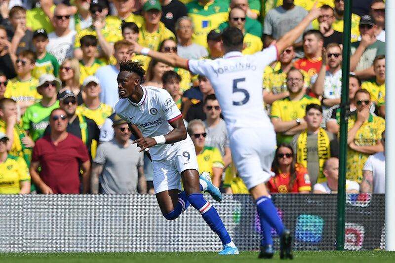 Abraham celebrates after scoring the opening goal. AFP