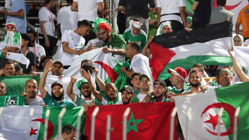 Algeria fans cheer their team during the 2019 Africa Cup of Nations soccer match between Algeria and Kenya in Cairo, Egypt.  EPA