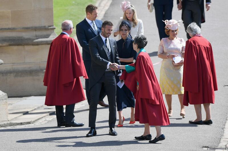 David and Victoria Beckham attend the wedding of Prince Harry to Ms Meghan Markle at St George's Chapel, Windsor Castle on May 19, 2018 in Windsor. Shaun Botterill / Getty Images