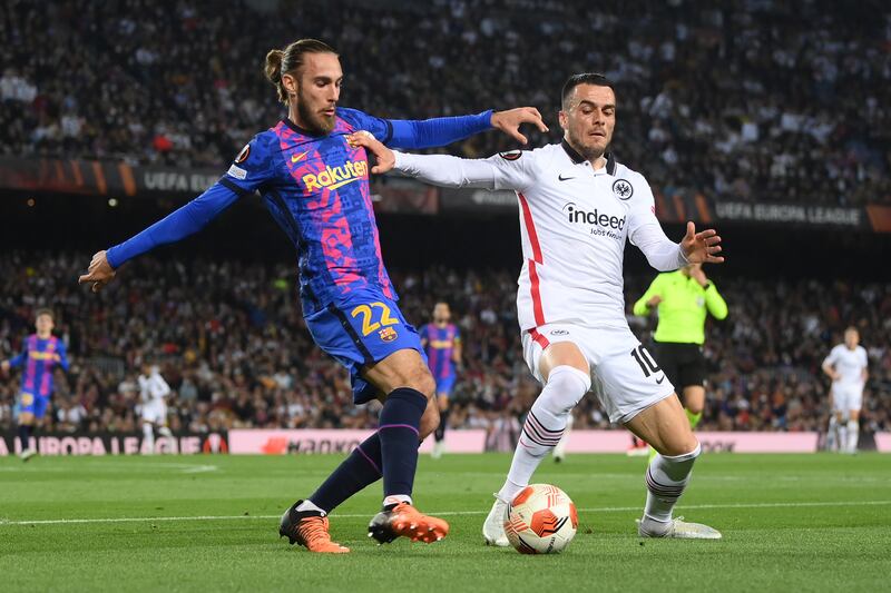 Oscar Mingueza – 4. Kostic’s shot went through his legs for the Germans’ third goal on 68 – and with that Barca’s hopes of staying in the Europa League. Nightmare. But not for Kostic who has scored and assisted in two games this season – away to Barcelona and Bayern. Getty