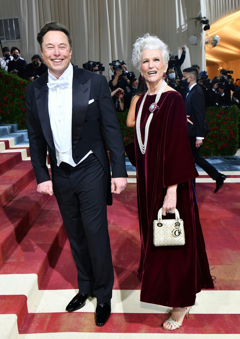 Mr Musk and his mother, Maye Musk, arrive for the 2022 Met Gala at the Metropolitan Museum of Art in New York, in 2022 AFP