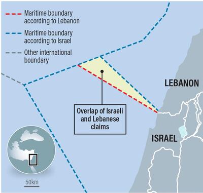 The Lebanon-Israeli maritime dispute. Graphic: The National