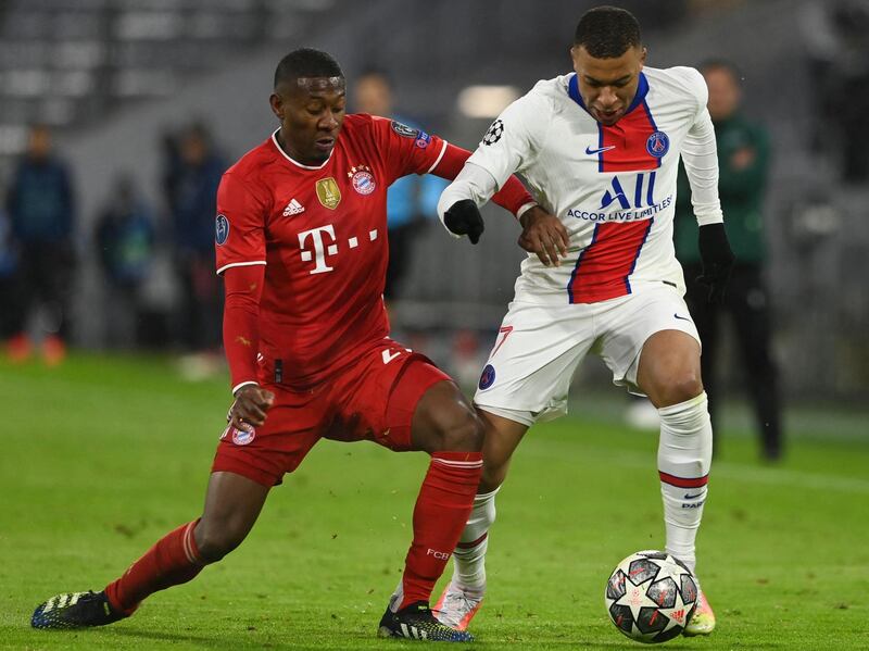 David Alaba - 6, Struggled to get to grips with PSG’s attackers when he was at centre-back, but looked better in midfield. Came so close to scoring an equaliser with two separate efforts. AFP