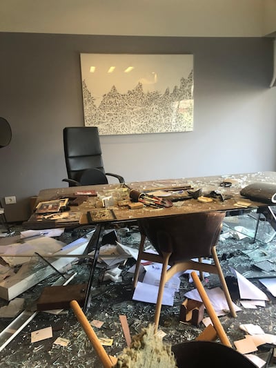 Ricardo Karam's office after the Beirut port explosion of August 2020. Courtesy Ricardo Karam