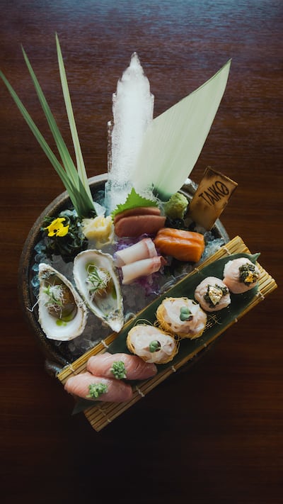 Sushi and sashimi platter at Taiko.