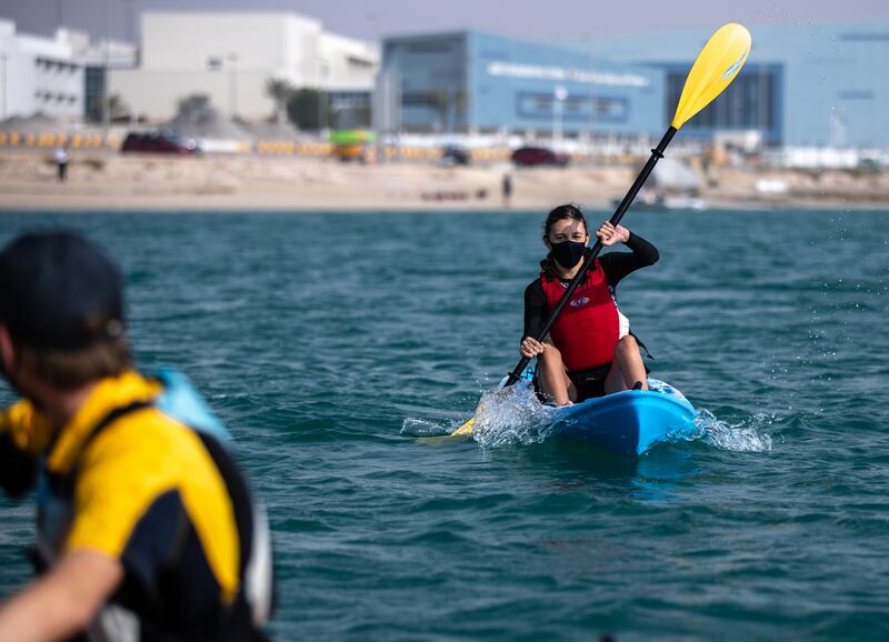 Pupils also head out on kayaks during their morning session.