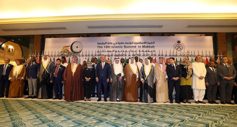 OIC foreign ministers pose for a family photo during a preparatory meeting for the GCC. Reuters