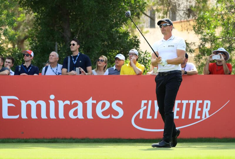 DUBAI, UNITED ARAB EMIRATES - NOVEMBER 16:  Henrik Stenson of Sweden tees off on the 3rd hole during day two of the DP World Tour Championship at Jumeirah Golf Estates on November 16, 2018 in Dubai, United Arab Emirates.  (Photo by Andrew Redington/Getty Images)