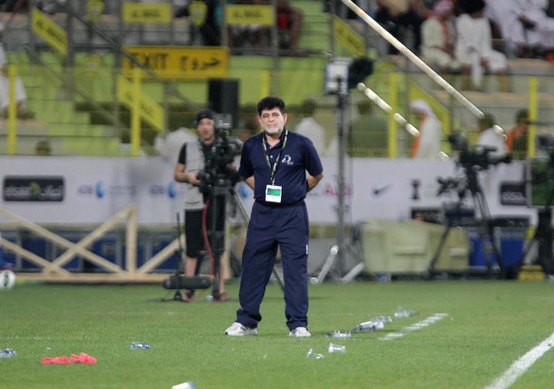 Dubai, United Arab Emirates, May 14, 2013 -  Ajman 's coach Abdul Wahab Abdul Qader, during the Pro League Etisalat Cup final against al Yazira at Al Wasl's Zabeel Stadium. ( Jaime Puebla / The National Newspaper ) 