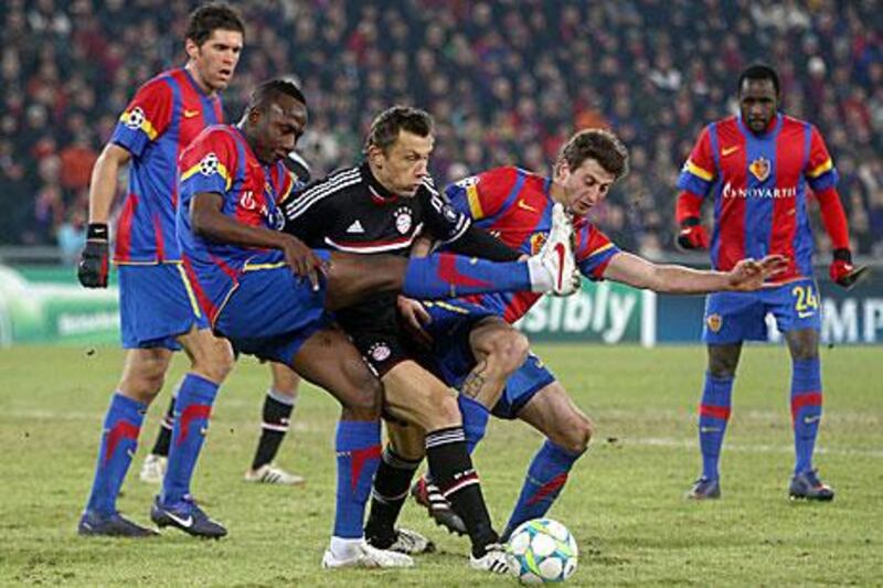 Basel, the unheralded team from Switzerland, has a one-goal cushion against Bayern Munich.