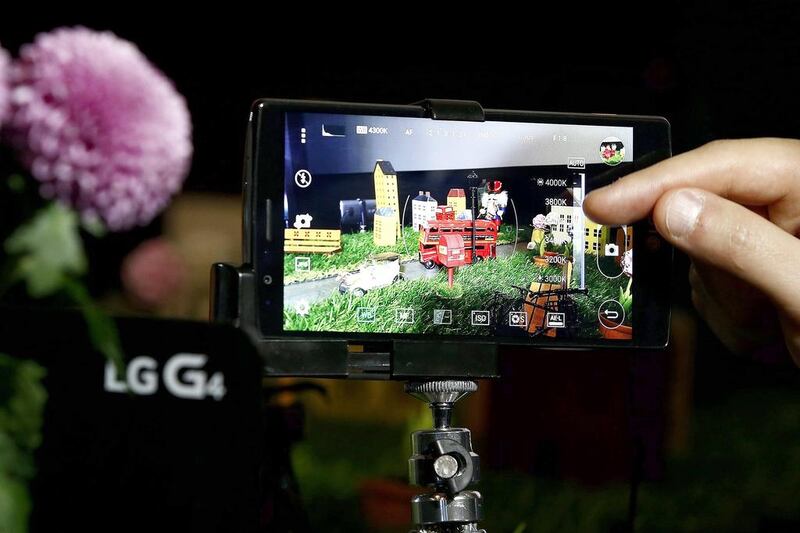 A model shows the LG G4 during an event of LG Electronics in Seoul, South Korea, on April 29, 2015. EON HEON-KYUN / EPA