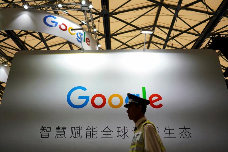 A Google sign is seen during the China Digital Entertainment Expo and Conference (ChinaJoy) in Shanghai, China August 3, 2018. REUTERS/Aly Song