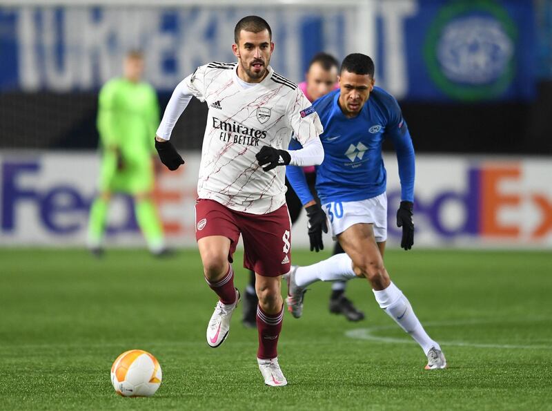 MOLDE, NORWAY - NOVEMBER 26: Dani Ceballos of Arsenal during the UEFA Europa League Group B stage match between Molde FK and Arsenal FC at Molde Stadion on November 26, 2020 in Molde, Norway. (Photo by David Price/Arsenal FC via Getty Images)