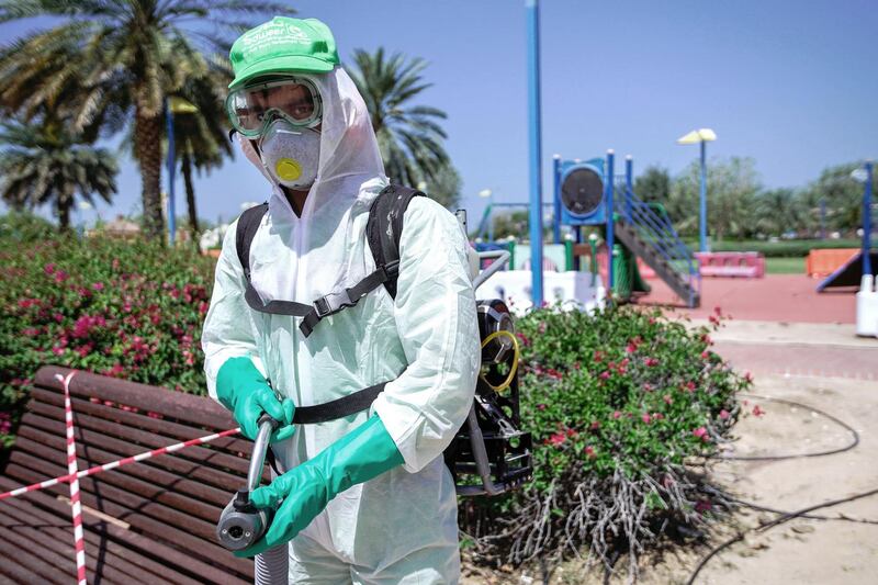 Mohammad Sajid Ali, from India, is an alphamed technician with the Tadweer sterilisation team in Abu Dhabi. He says: "I do my job for the children; I want to keep them safe." Victor Besa / The National