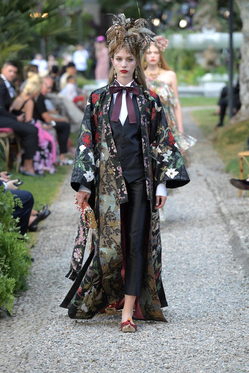 <p>Masculine tailoring played as important a role as ultra-feminine gowns in this latest collection.&nbsp;Courtesy Dolce &amp; Gabbana</p>
