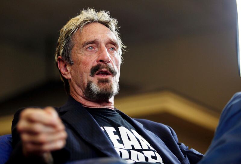 McAfee announces his candidacy for president in Opelika, Alabama, 2015. Opelika-Auburn News via AP