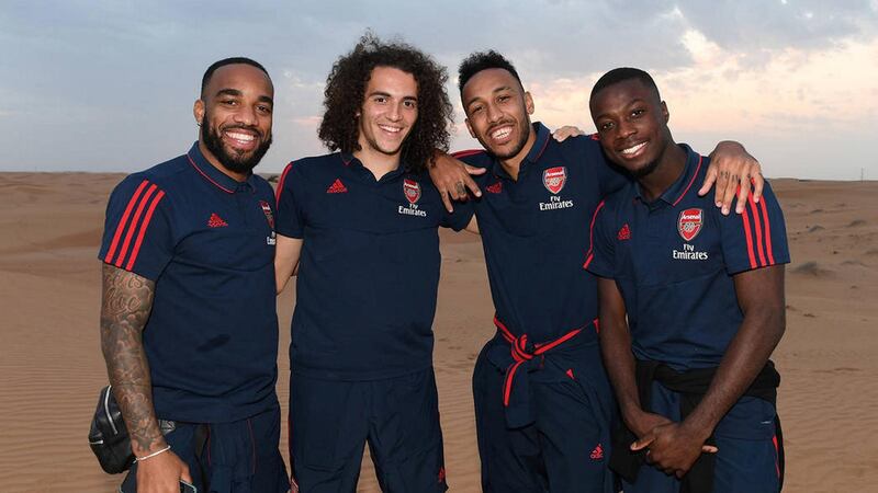 Arsenal football team spend the last night in their winter camp on the dunes, to discover wildlife in the desert of Dubai. courtesy: Dubai Media Office twitter account.