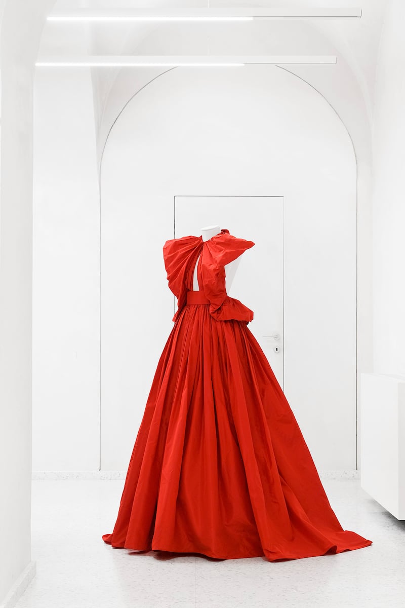 A Valentino haute couture gown from spring 2018. To celebrate the skill of the atelier, designer Pierpaolo Piccioli named each gown after the woman who made it. This dress is called Maria D.
