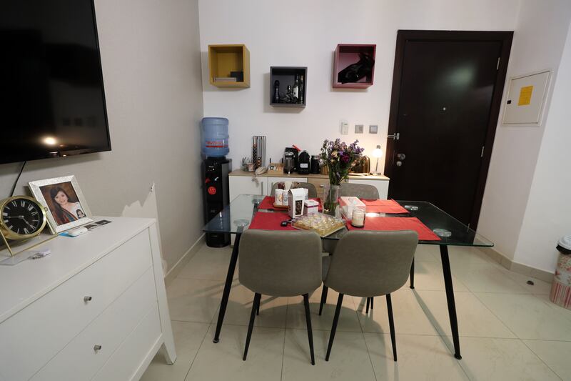 The dining area of Ms Goma's one-bedroom flat. 