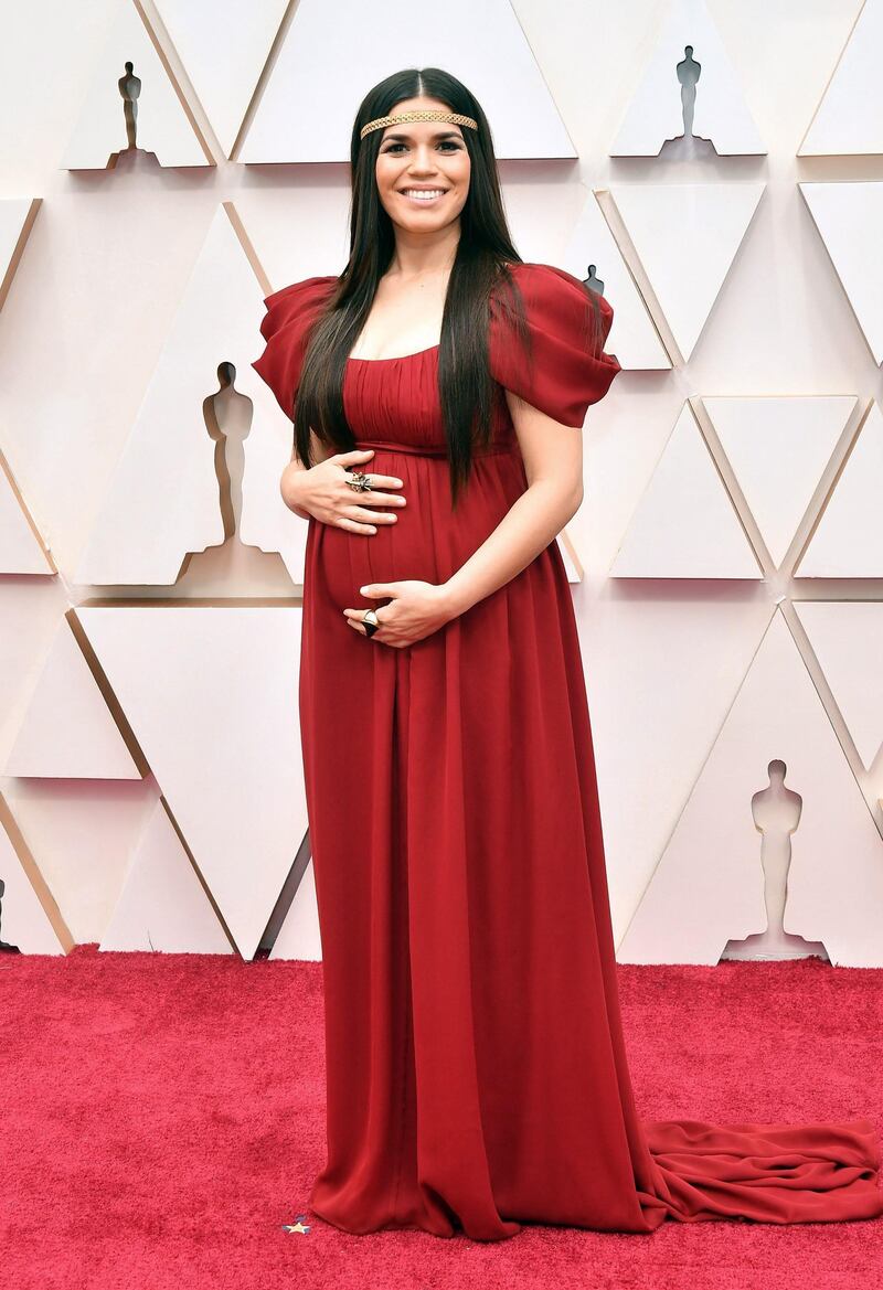America Ferrera in Alberta Ferretti at the 92nd Annual Academy Awards at Hollywood and Highland on February 09, 2020 in Hollywood, California. AFP