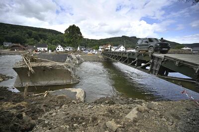 Temporary bridges give the Ahr plenty of room after obstructions and debris contributed to the disaster in 2021. AFP 