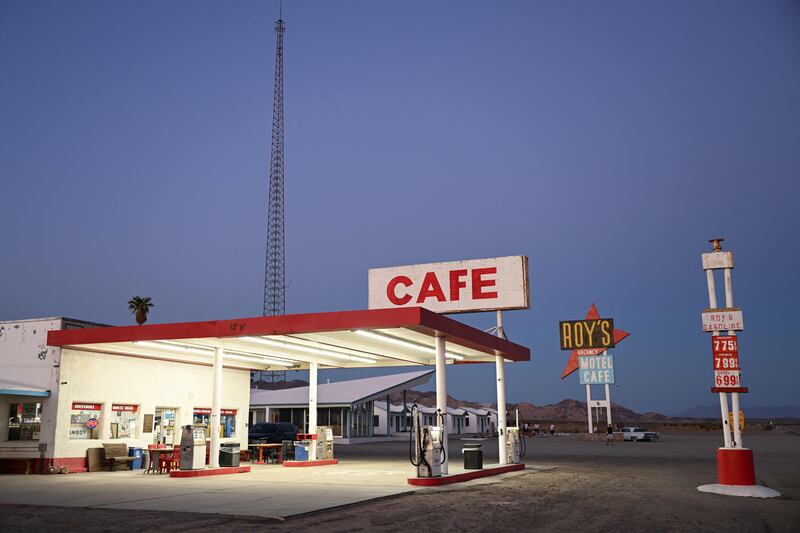 A fuel outlet in the Mojave Desert city of Amboy, California, US, shows the petrol station next to Roy's Motel Cafe, along the former Route 66.