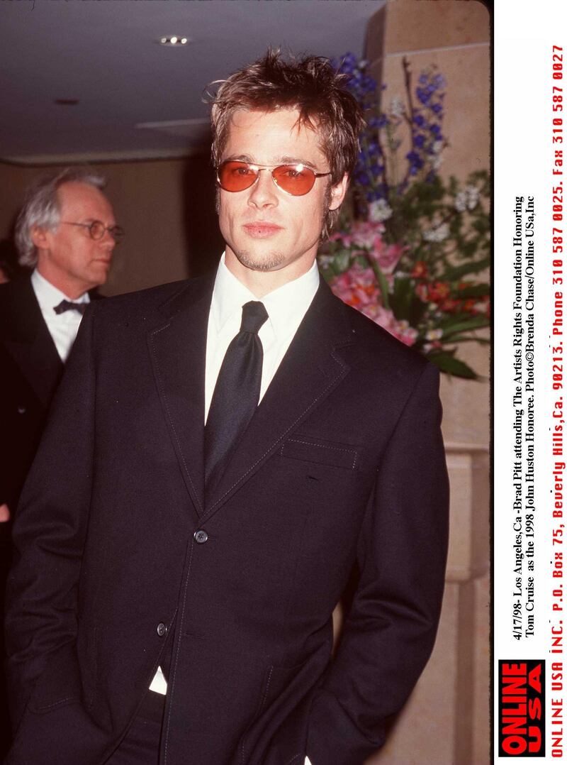 4/17/98- Brad Pitt attending the 1998 John Huston Award honoring Tom Cruise by the Artist Rights Foundation.