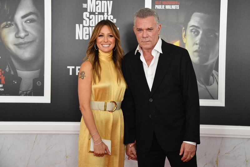 Liotta and Jacy Nittolo arrive for the Tribeca Fall Preview of 'The Many Saints of Newark' at Beacon Theatre in New York City, New York. AFP