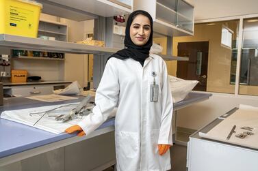 Forensic engineer Hamdah Al Ali at her laboratory in Dubai Police HQ. Antonie Robertson / The National