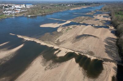 Sandbanks have reappeared in France's Loire River due to the lack of winter rain. Reuters 