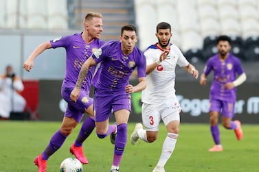 Abu Dhabi, United Arab Emirates - Reporter: John McAuley: Caio of Al Ain gets ahead of his markers in the game between Sharjah and Al Ain in the PresidentÕs Cup semi-final. Tuesday, March 10th, 2020. Mohamed bin Zayed Stadium, Abu Dhabi. Chris Whiteoak / The National