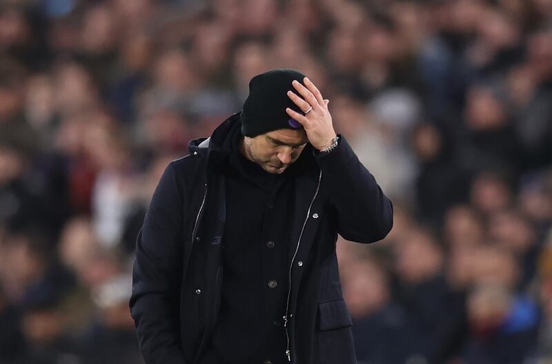 Frank Lampard during Everton's Premier League defeat against West Ham United at the London Stadium on January 21, 2023. He was sacked soon afterwards, and replaced by Sean Dyche. Getty