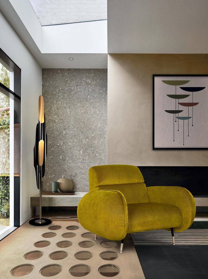 Juxtapose bold yellow against solid grey, in keeping with Pantone Colour Institute's colours of the year 2021. Photo: Essential Home