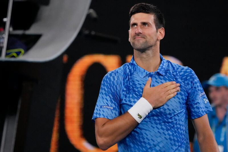 Novak Djokovic after beating Roberto Carballes Baena. AP 