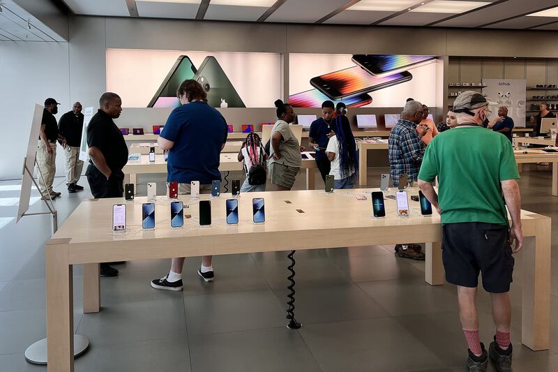 The Apple Store at the Towson Town Center mall in Maryland, which in June became the first of the company's retail locations in the US where workers voted to unionise. AFP