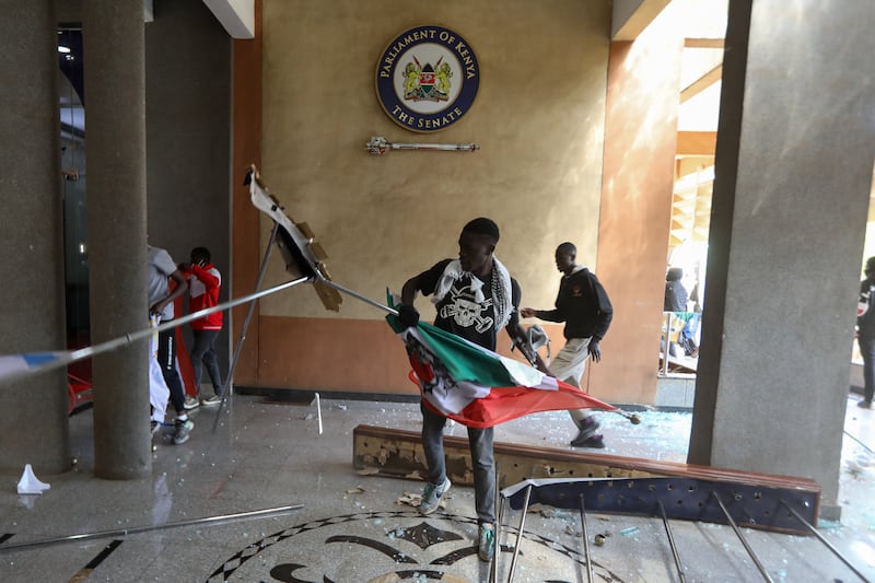 Demonstrators broke into the parliament building in Nairobi. EPA 