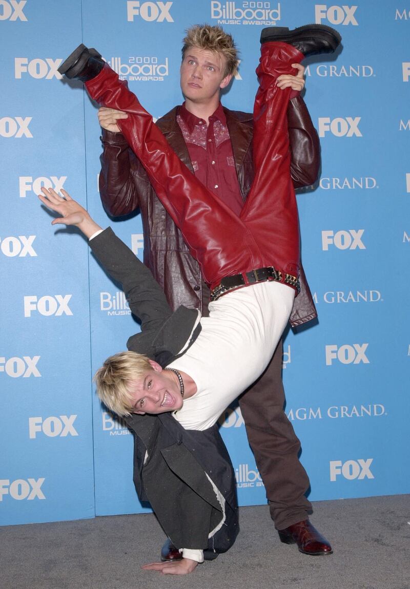 Aaron Carter and his brother, Backstreet Boys star Nick Carter, at the Billboard Music Awards in 2000. AFP