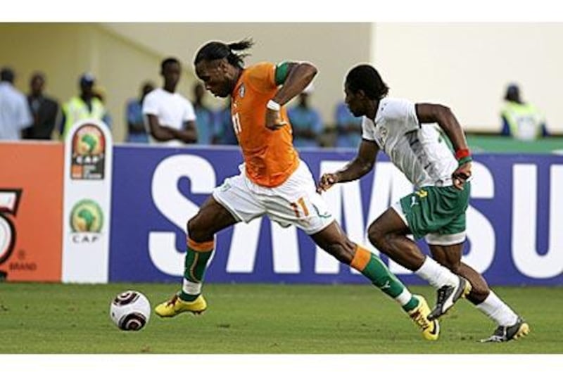 The Ivorian forward Didier Drogba failed to find a way through the Burkina Faso defence.