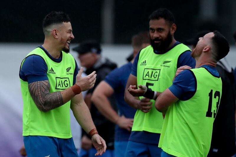 Sonny Bill Williams, left, with teammates. Getty