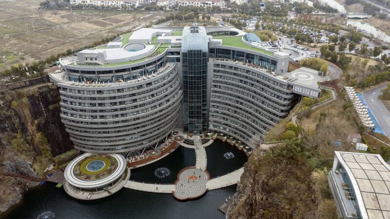 The Intercontinental Shanghai Wonderland Hotel, a five-star hotel built in an abandoned quarry, is one of Shimao's projects. Bloomberg