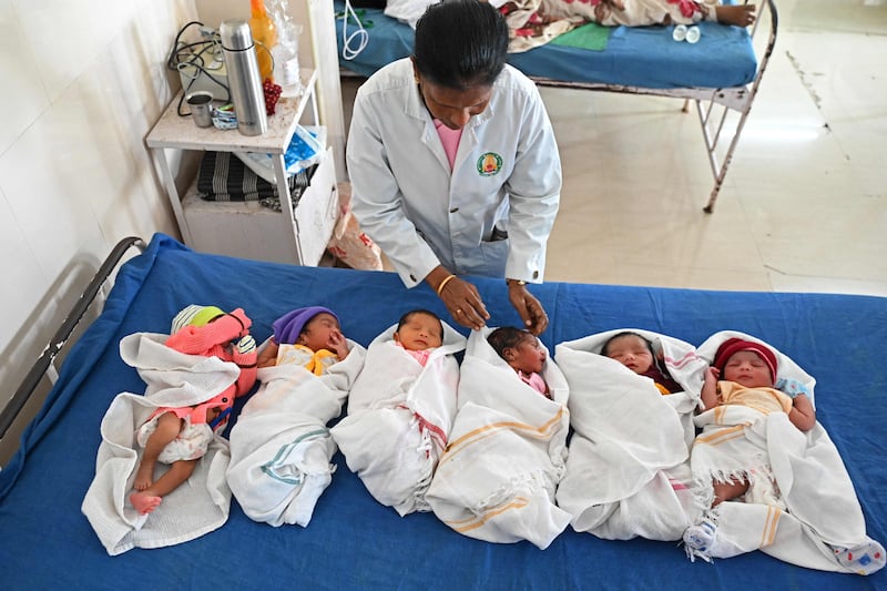 Newborn babies inside a maternity ward in Chennai, India. AFP