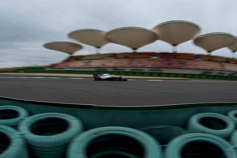 Williams' Russian driver Sergey Sirotkin steers his car during the first practice of the Formula One Chinese Grand Prix in Shanghai, China.  Johannes Eisele / AFP Photo