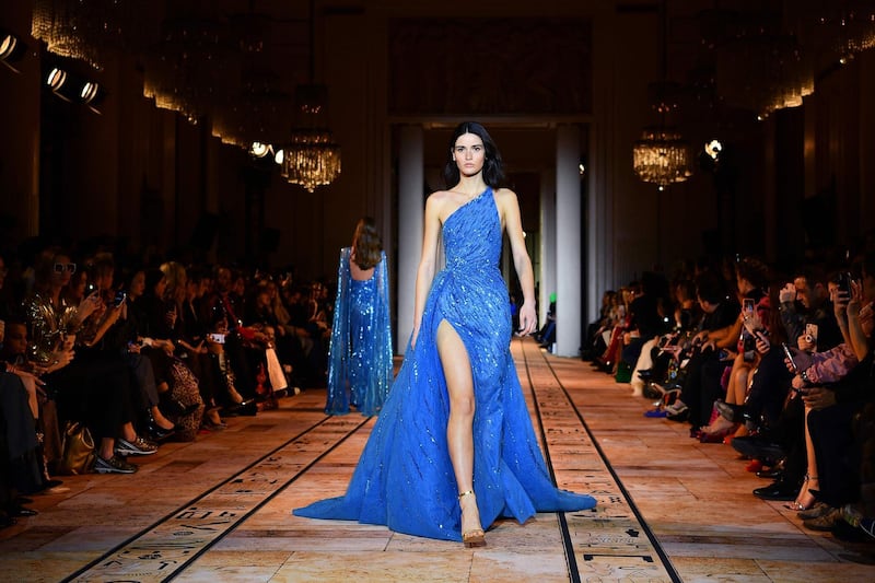 A look by Zuhair Murad during his spring / summer 2020 haute couture show in Paris, on January 22, 2020. AFP