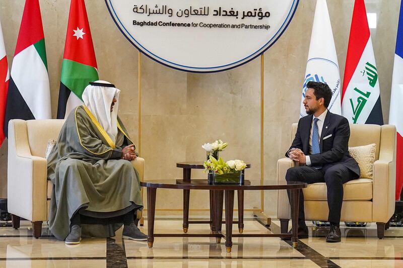 Prince Hussein and Kuwait's Prime Minister Sheikh Ahmed Nawaf Al Sabah. AFP