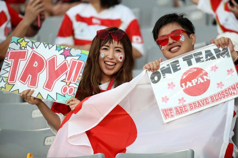 Japan's supporters wait for the start of the Rugby World Cup Pool A game. AP Photo