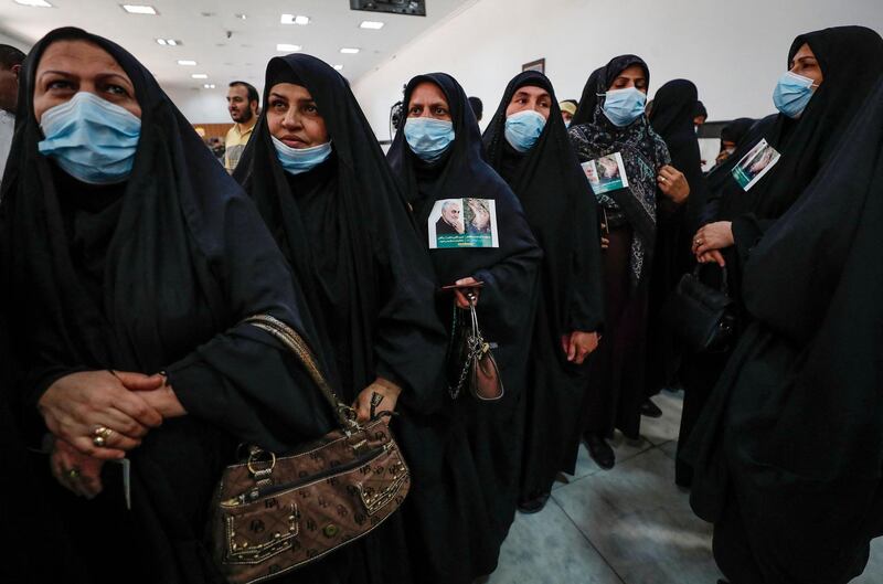 Iranian women wait to vote during the presidential election in their country, at a polling station inside the Iranian embassy in the Iraqi capital Baghdad. AFP